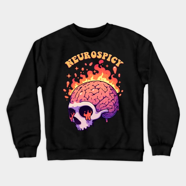 neurospicy drippy skull Crewneck Sweatshirt by hunnydoll